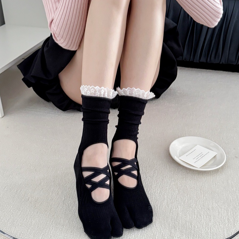 Lace Trim Split Toe Yoga Socks - đánh giá và giá Toe Sock Split