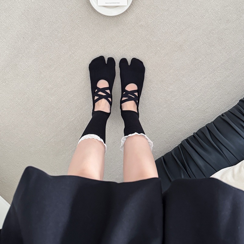 Lace Trim Split Toe Yoga Socks - đánh giá và giá Toe Sock Split