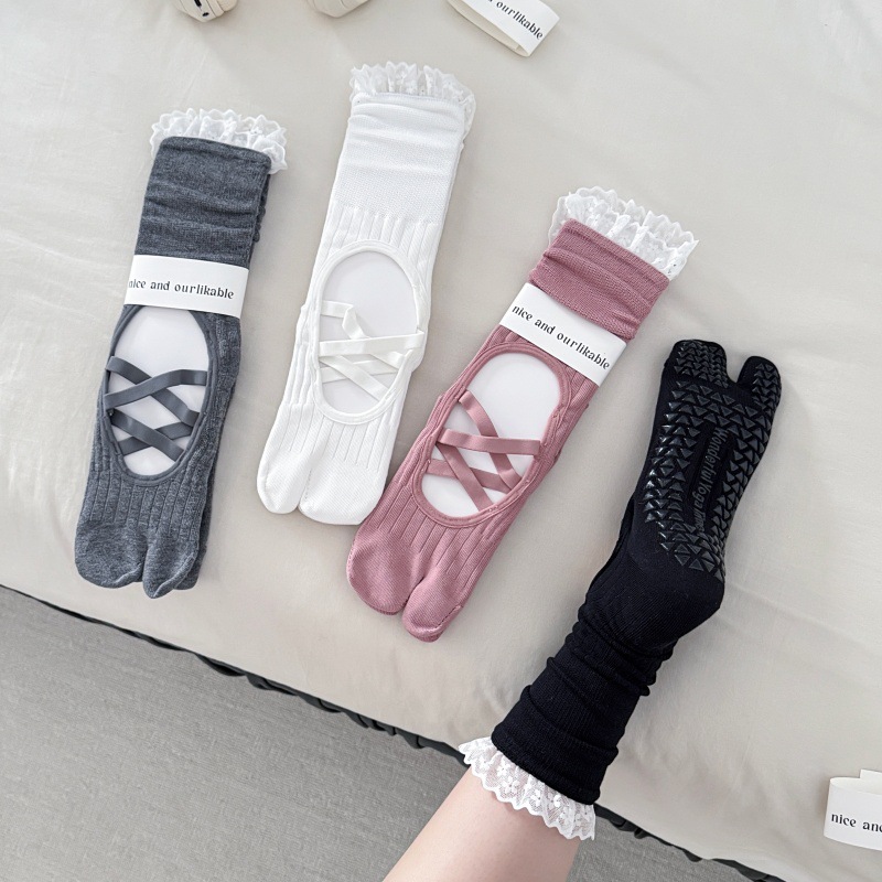 Lace Trim Split Toe Yoga Socks - đánh giá và giá Toe Sock Split