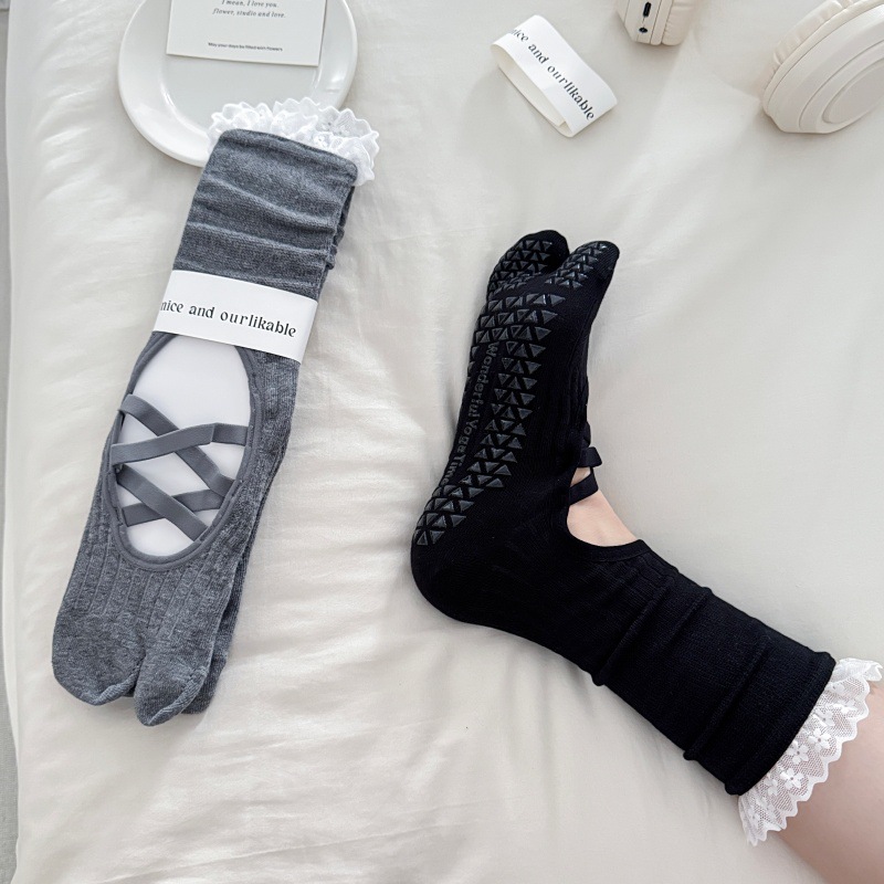 Lace Trim Split Toe Yoga Socks - đánh giá và giá Toe Sock Split
